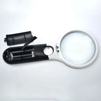 

Jewelry Loupe Magnifying Glass 1pcs 3X 45X 3 LED Light Handheld Magnifier for Reading Map Newspaper
