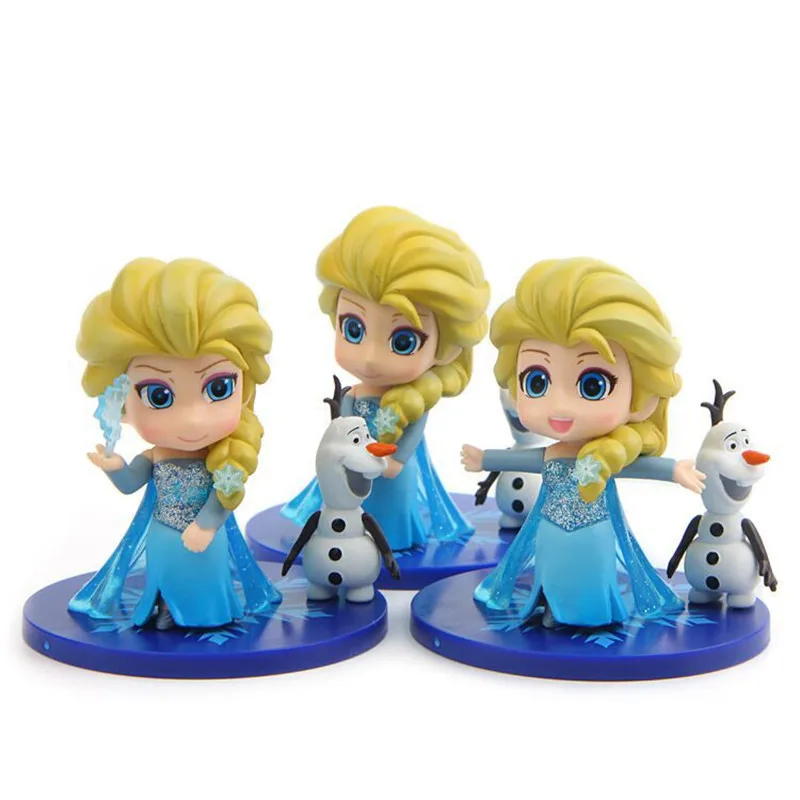 

New Q Posket Princess Doll Elsa Olaf Doll PVC Snow Queen Elsa Q Posket Characters Doll Figures Toys For Girl And Boy