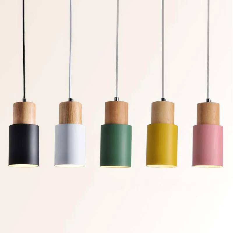 Nordic Suspension Wood Pendant Light Home Lighting Hanging Pendant Lamp LED E27 E26 110V 220V Restaurant Pendant Lights (6)