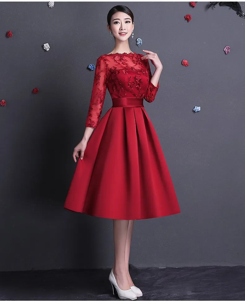 Дешевые Robe de Soiree Courte сексуальное с открытой спиной бордовое кружевное короткое платье подружки невесты аппликация Выпускные платья Vestido de Festa Curto