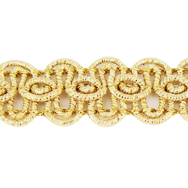 5yards Gold Metallic Braid Lace Fabric Ribbon Gimp Motif Applique