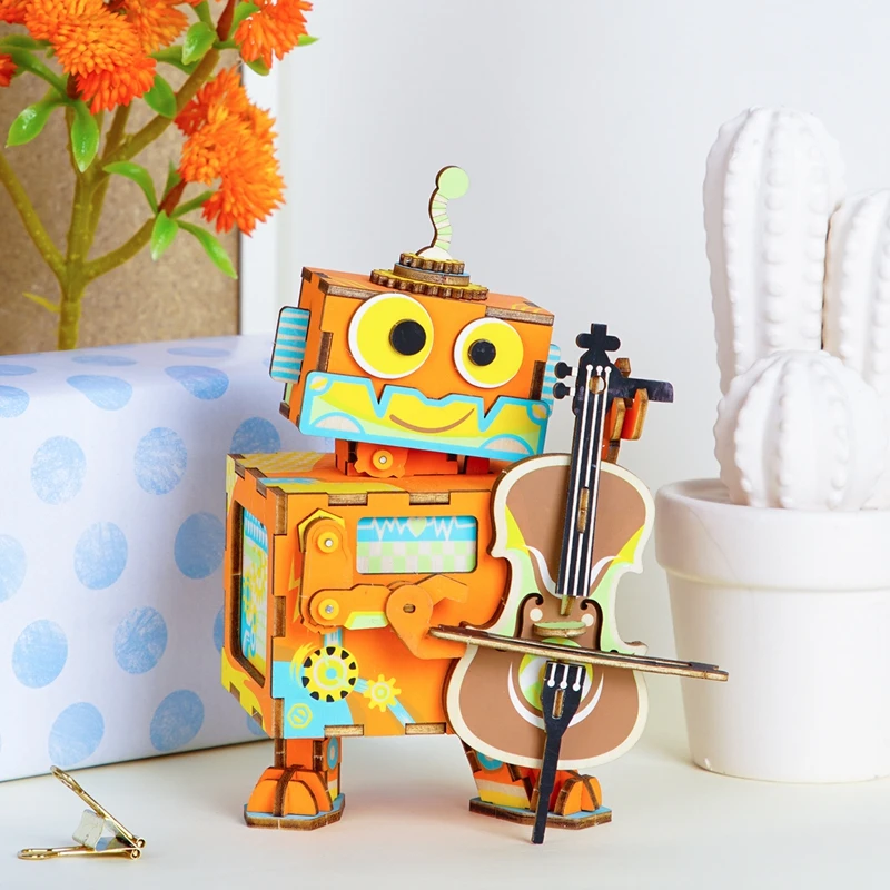 

Robotime Music Box 3D Wooden Puzzle Musical Toys DIY Assemble Model Building Kits Toys for Children Kids Adult AMD53