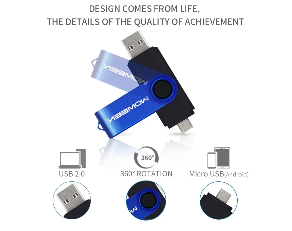 Moweek USB флэш-накопитель cle usb флеш-накопитель 128 г otg флеш-накопитель USB 2,0 смартфон флеш-накопитель 4/8/16/32/64 ГБ запоминающие устройства подарок