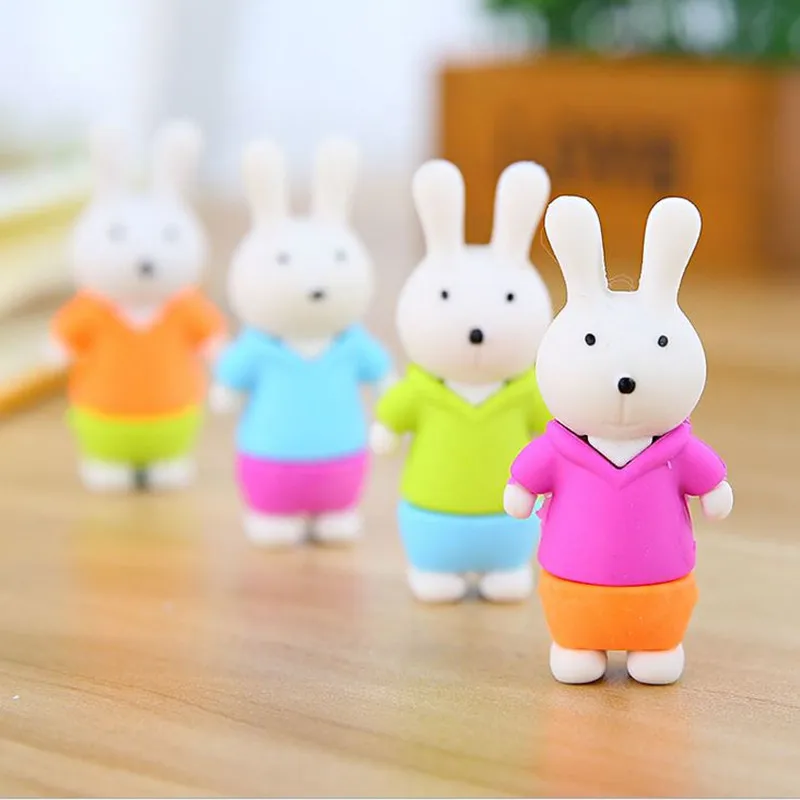 

Coloffice 2PSC/Lot Cute Rabbit Eraser Kawaii Colorful Creative Pencil Eraser Writing Drawing Stationery School Office Supplies