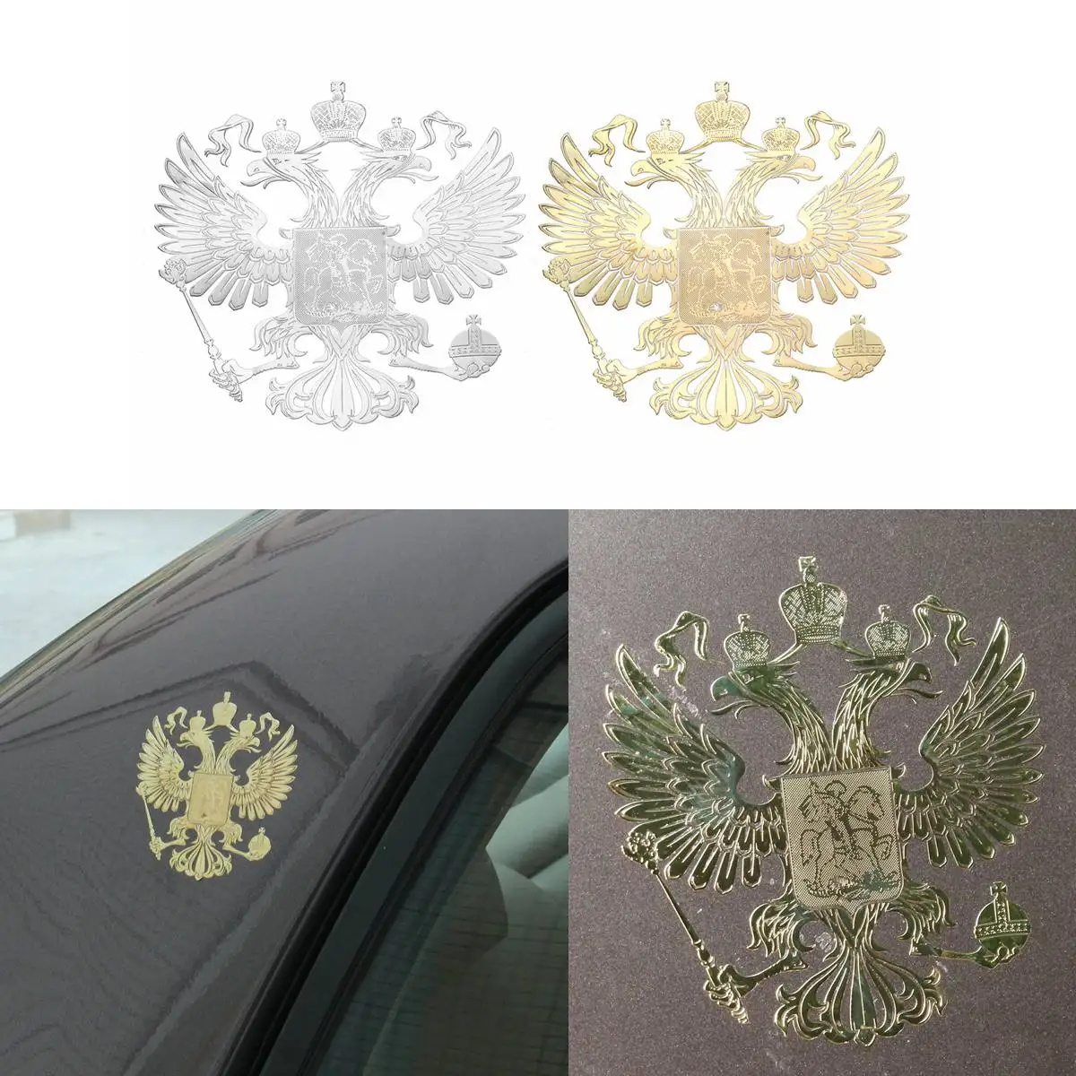 

Coat of Arms of Russia Car Body Metal Sticker Russian Eagle Decal Decoration Stickers