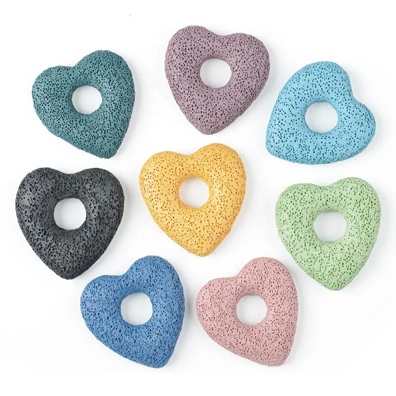 

COLORFUL LAVA Heart Stone New Design Volcanic Stone Necklaces Pendants for Women Wholesale Special Natural Stone Pendant
