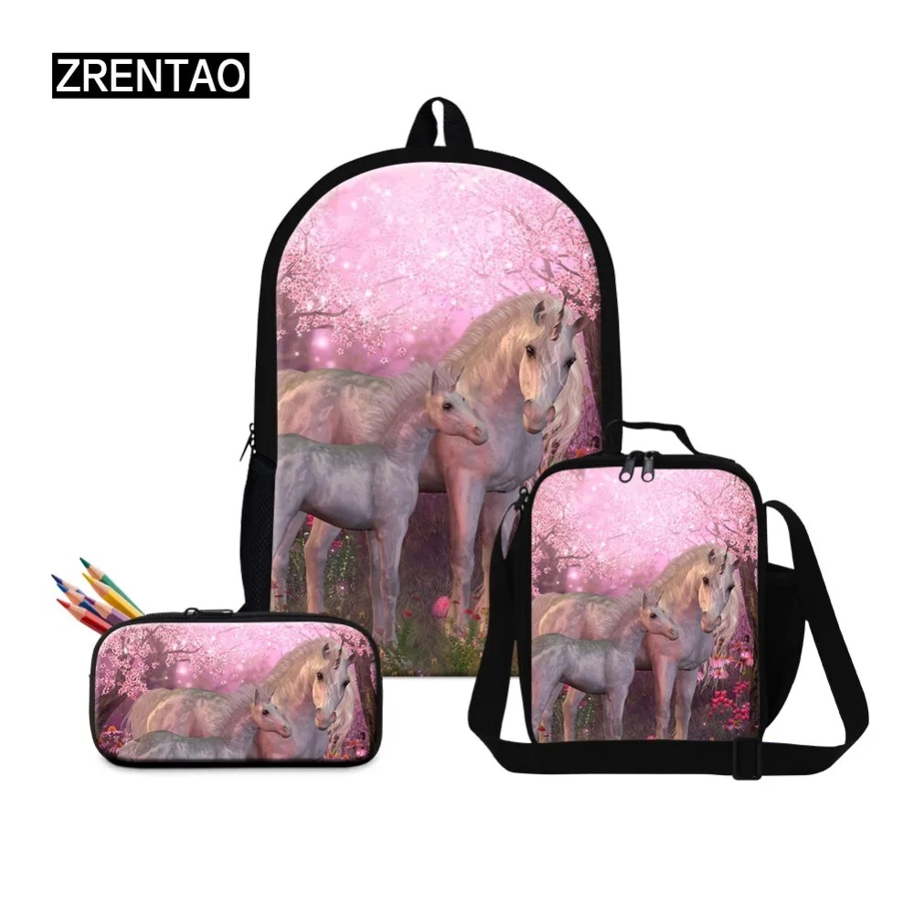 

ZRENTAO new fashion unicorn backpack set teenagers 3 PCS\set mochilas pupil school bags book backpack double shoulder bags