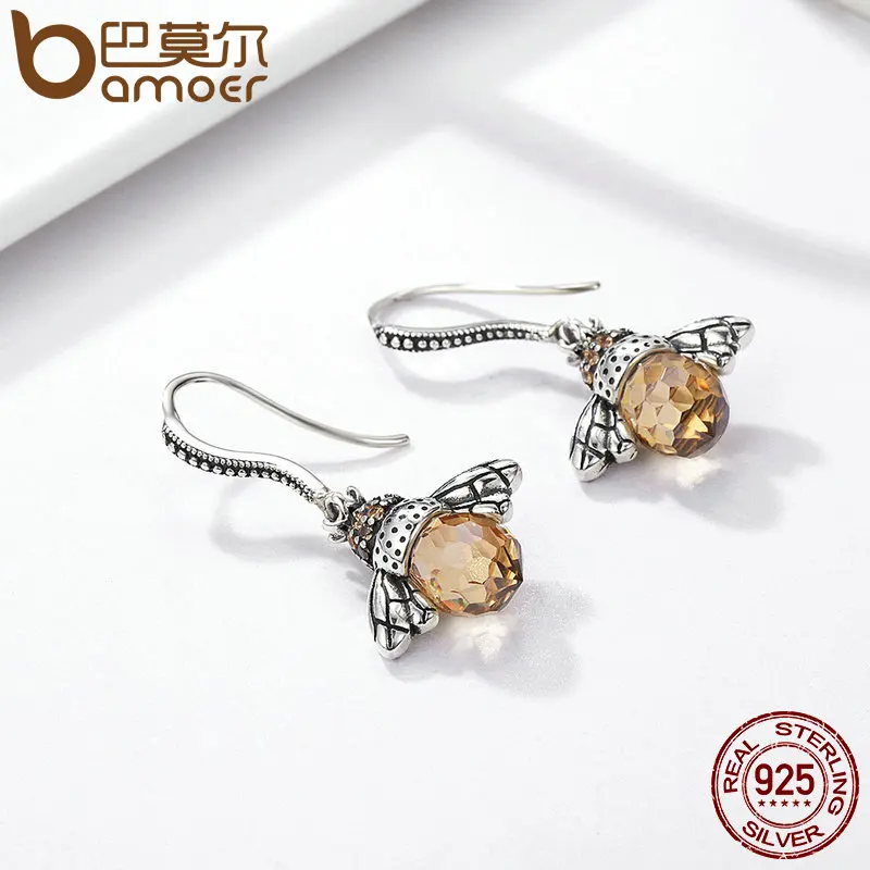 Женские серьги капельки BAMOER красивые из стерлингового серебра 925 пробы с
