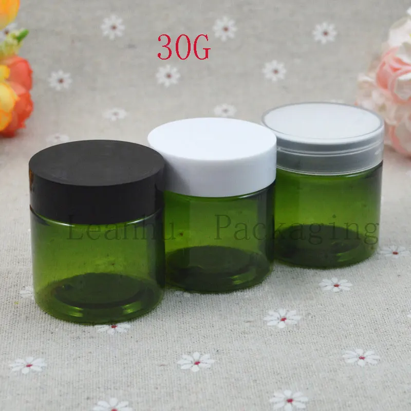 Green Plastic Cream Jar,30CC Cosmetic Refillable Makeup Mini Sample