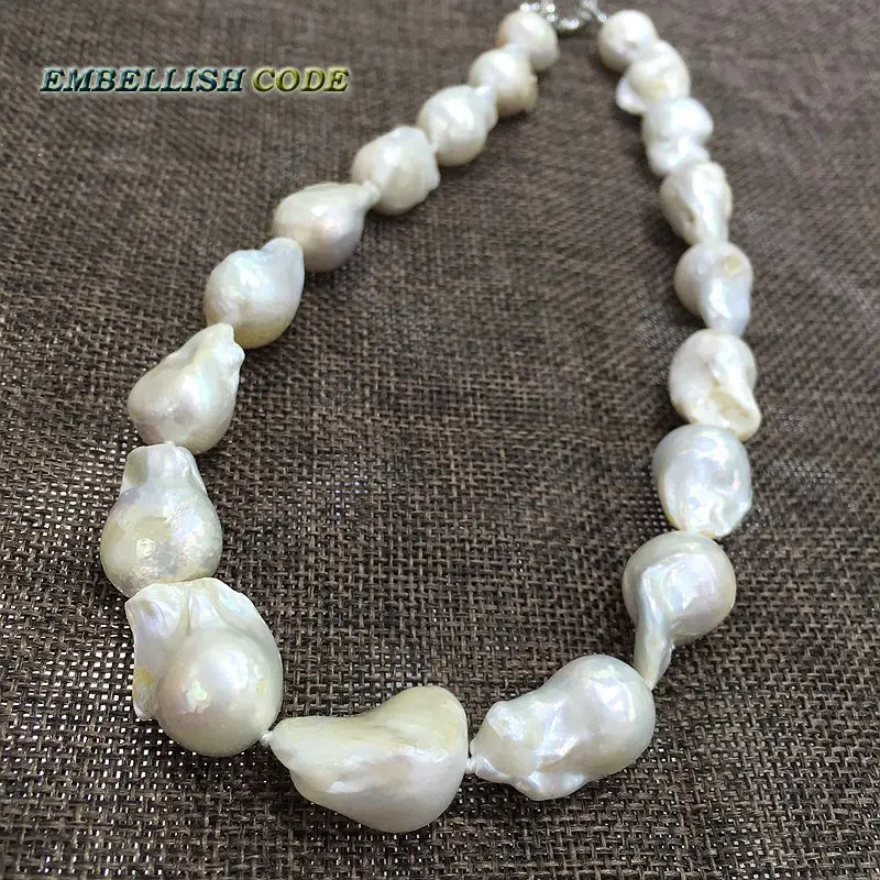 Women Necklace Men Necklace Baroque Pearl Necklace Freshwater Natural Pearls Tissue Nucleated Flame Ball Shape