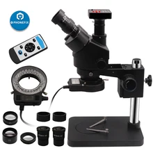 3.5X-90X Simul-focal Zoom Trinocular Stereo Microscope with 14MP 16MP 21MP HDMI Camera Black Microscope Phone Soldering Repair