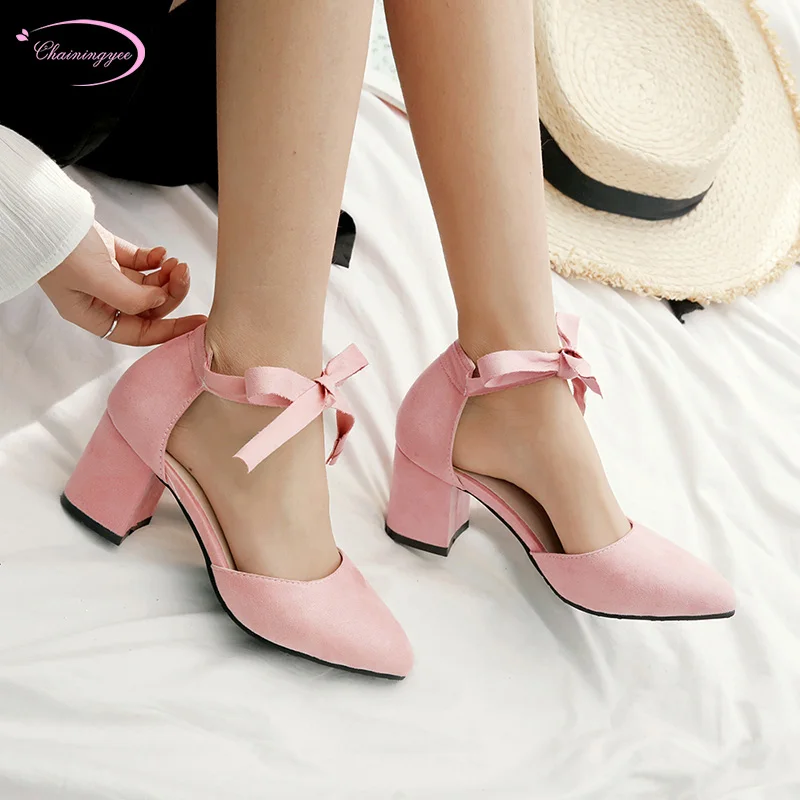 

Japanese sweet style sexy pointed toe flock summer sandals fashion bow lace-up beige pink black high-heeled women's shoes
