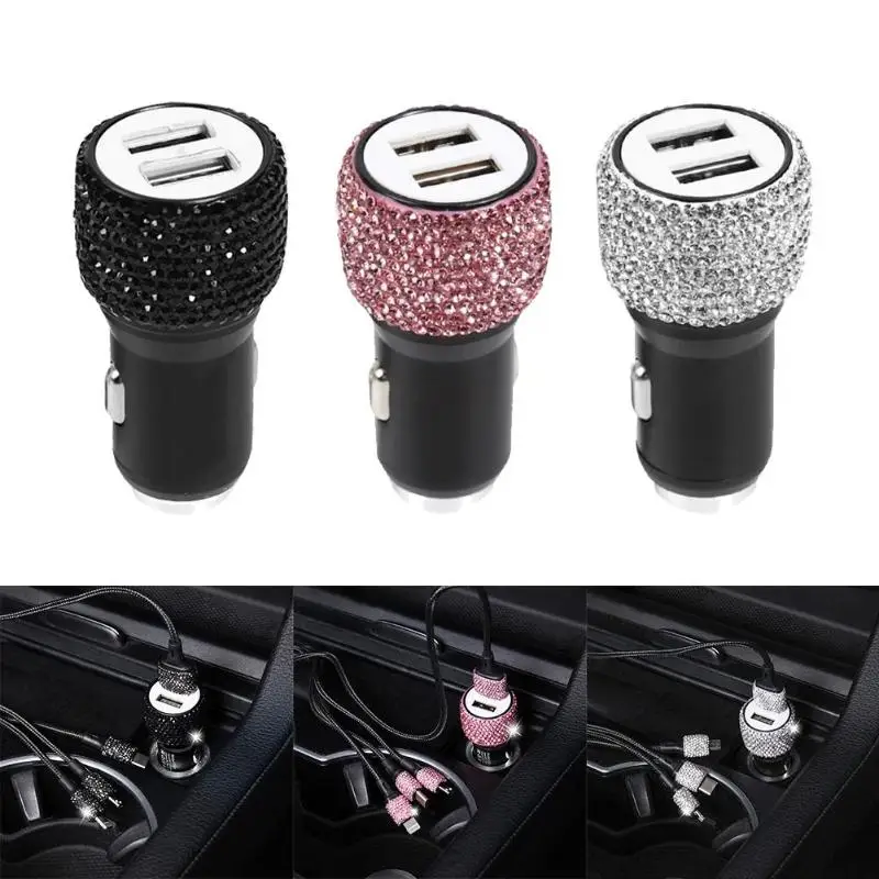 Алмазный Стиль 2 в 1 двойной USB порт быстрая зарядка автомобильное зарядное