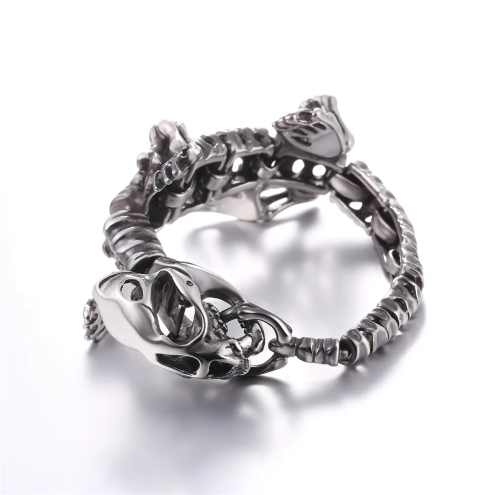 Скелет динозавра браслет черного золота 3D T Rex Tyrannosaurus череп ювелирные изделия H2702G