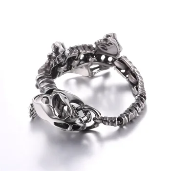 

Dinosaur Skeleton Bracelet Black Gold Color 3D T Rex Tyrannosaurus Skull Jewelry H2702G