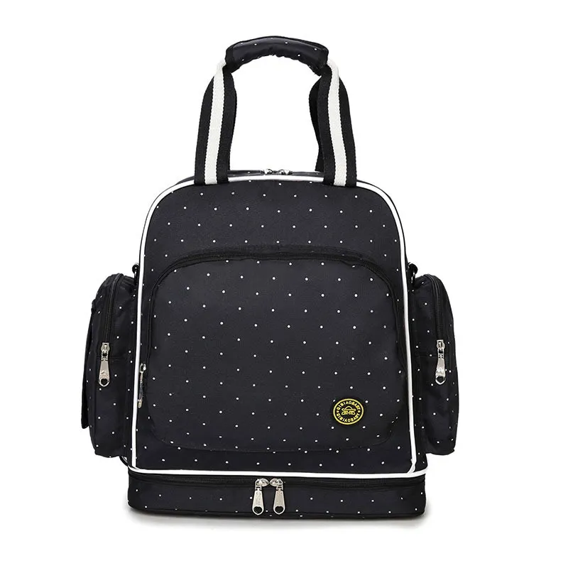 Baby Diaper Bag Waterproof Changing Nappy Multifunctional Mommy StrollerLarge Capacity Baby Care dad Travel Backpack - Цвет: black dots