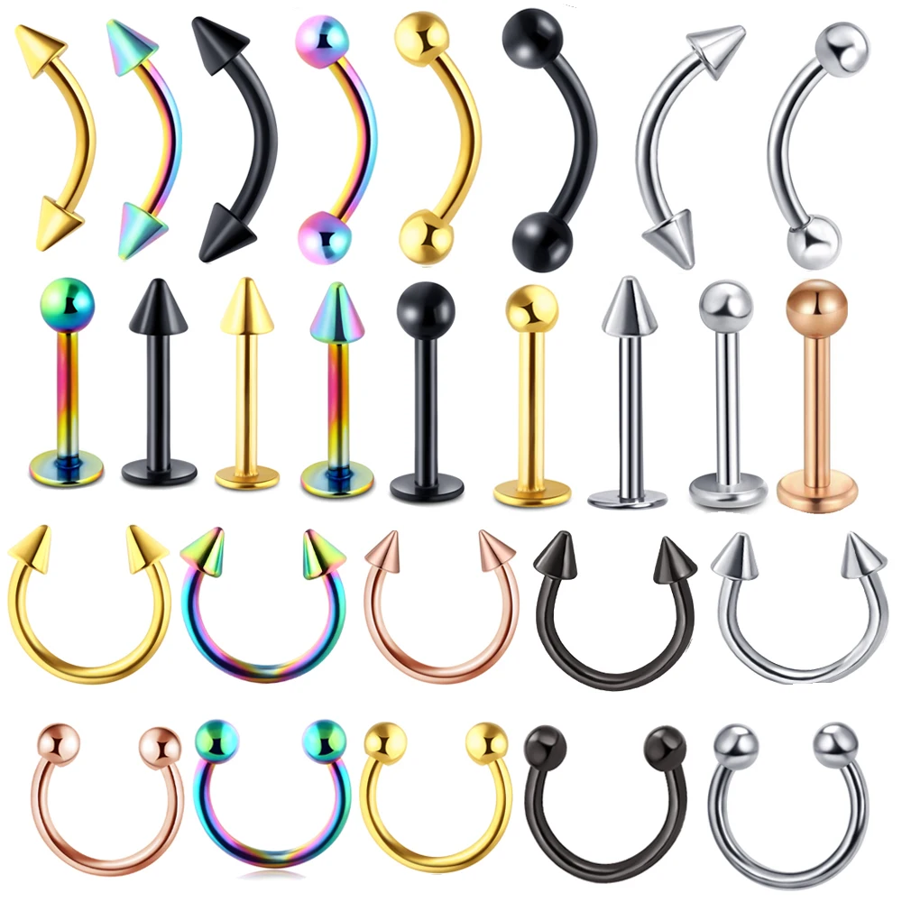 

TIANCIFBYJS Stainless Steel Body Piercing Jewelry Tongue lip Eyebrow Nose Stud Belly Ring Navel Button barbell For Woman Man 1PC