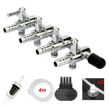 

Senzeal 4-Way Air Flow Splitter Stainless Steel Aquarium Air Pump Control Lever Valves Distributor with 6X Suction Cups and 4X 3