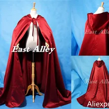 Новая винная Длинная накидка с капюшоном, средневековая Свадебная накидка, свадебный плащ, атласный плащ с капюшоном, ручная работа