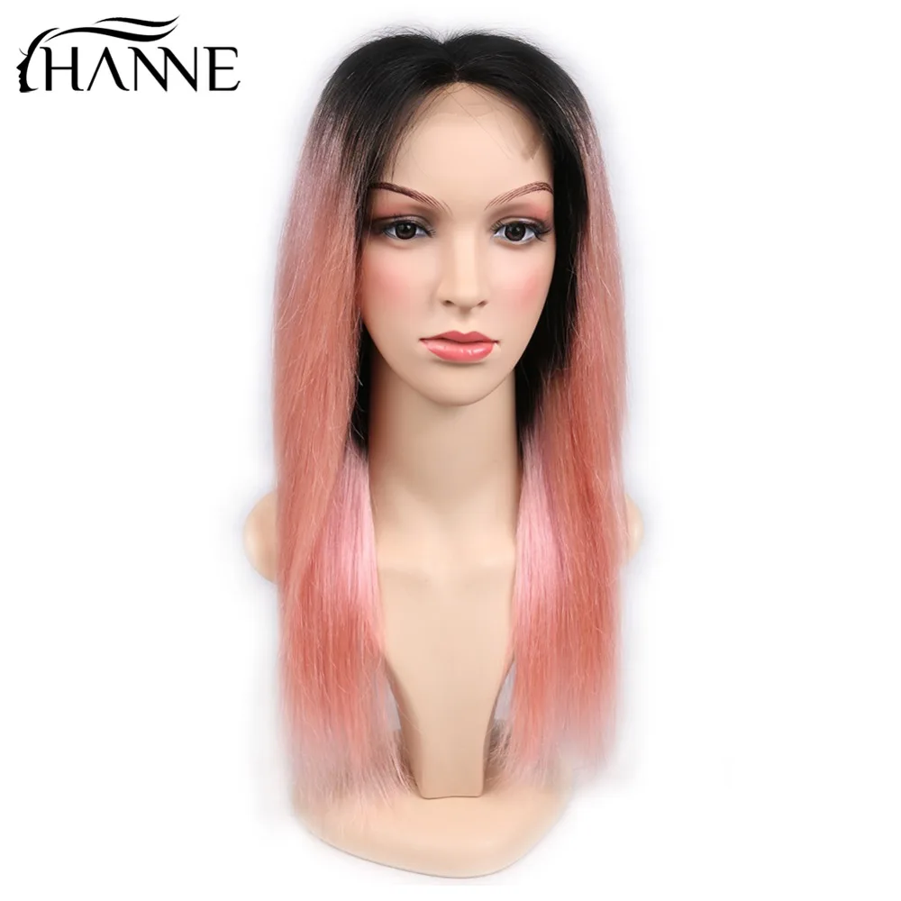 HANNE волосы 4*4 Кружева Закрытие розовые парики для женщин средняя часть человеческих волос Парики 1B/розовый цвет 150% плотность бразильский парик Remy
