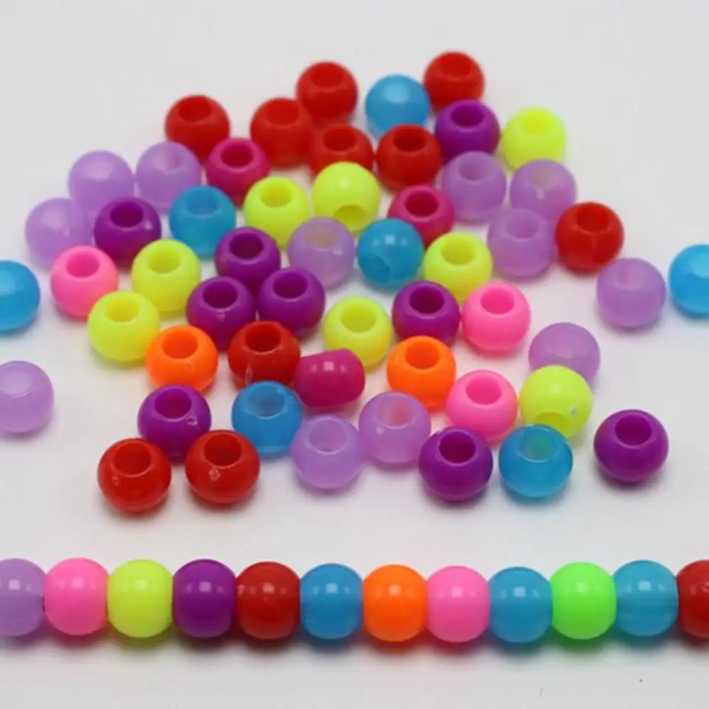 

200 Mixed Colour Acrylic Barrel Pony Beads 8X5mm for Bird toys Craft