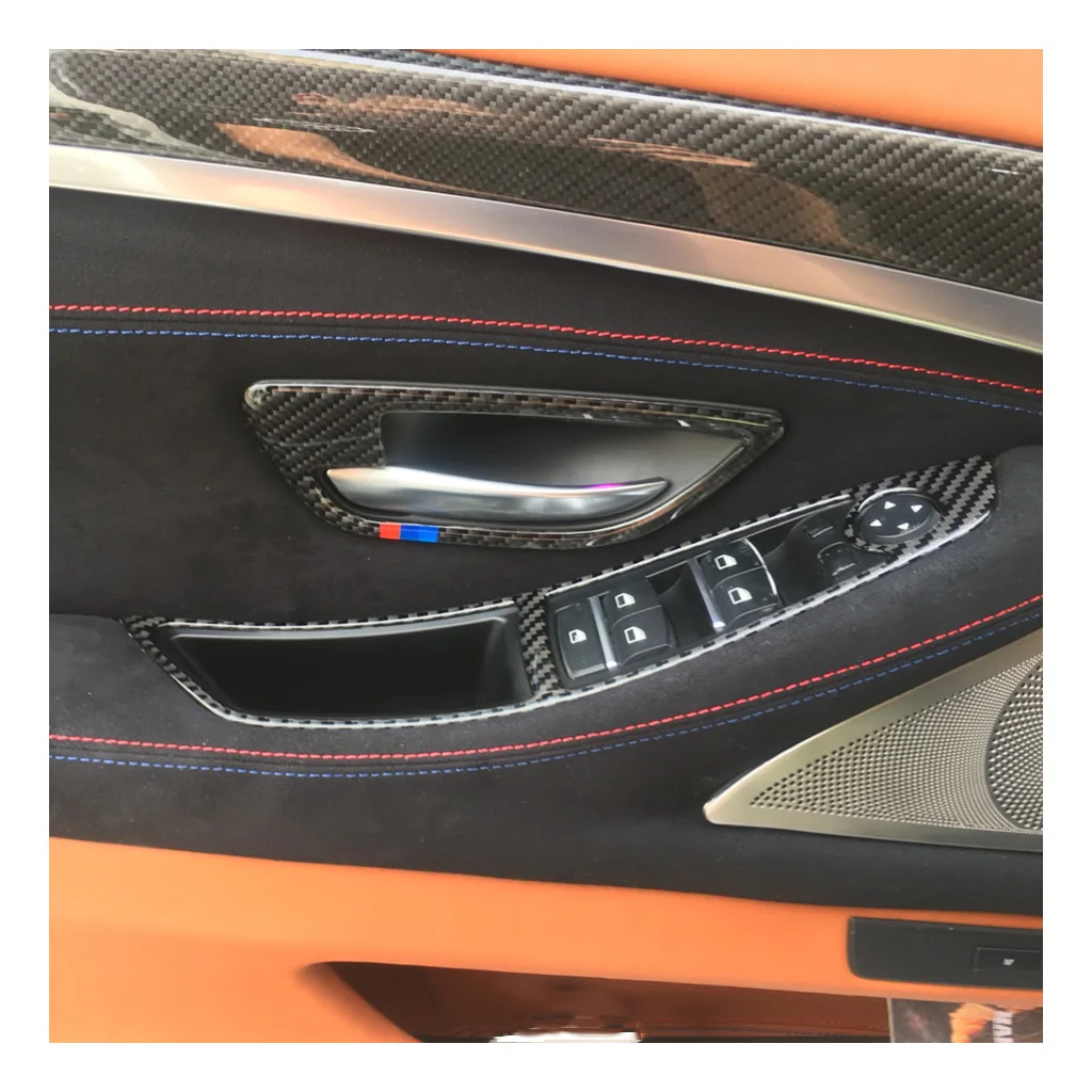 Для BMW F10 5 серии 11-17 карбоновое волокно для интерьера окна переключателя рамы