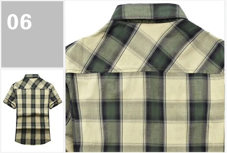 Red Green 2015 Summer Plaids Men Cotton Short Sleeve Dress Shirts Camisa Hombre Breathable Blouse Vestido Men Clothes Casual 3XL (10)