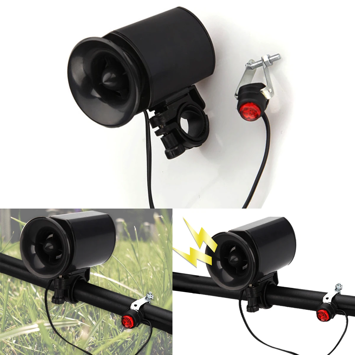 7 Sounds Super Loud Electronic Bicycle Bell Bike Horn Siren Black