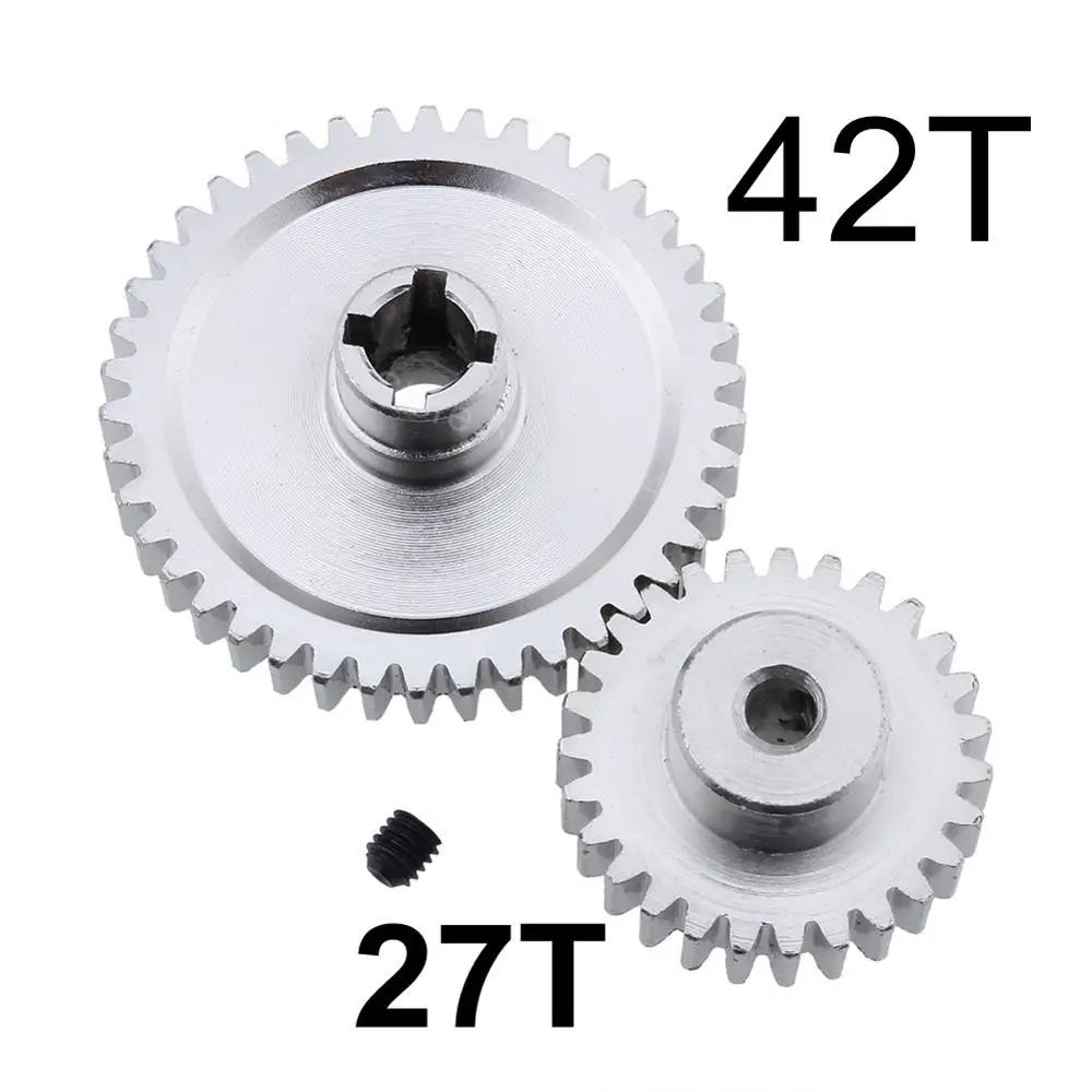 Металл diff основной Шестерни 42 т цилиндрические снижения+ 27T Шестерня Шестерни для 1/18 WLtoys A959-B A969-B A979-B K929-B обновления Запчасти - Цвет: Silver