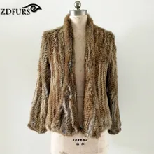 ZDFURS * Hot sale knitted rabbit fur jacket popuplar fashion fur jacket winter fur coat for women ZDKR-165025