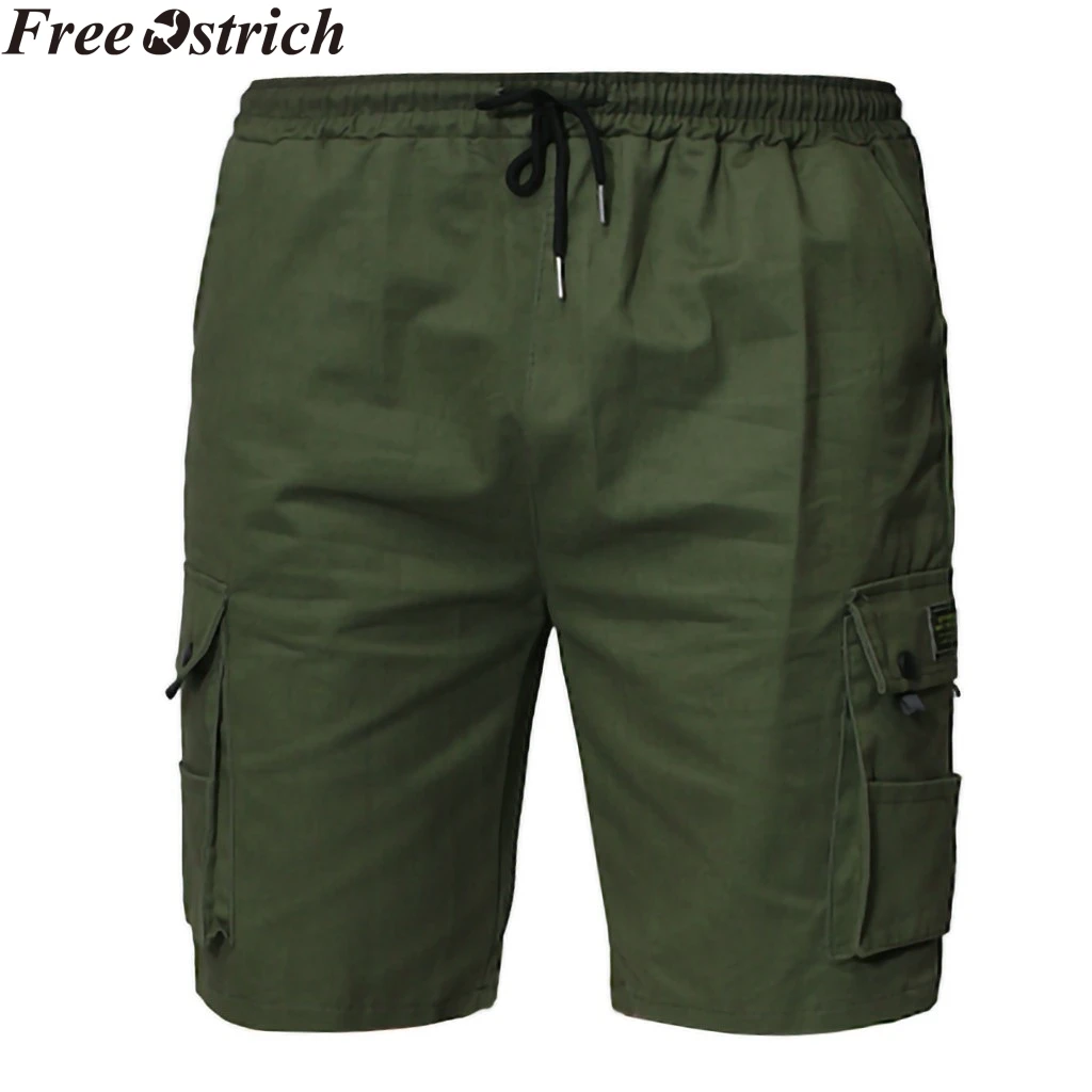 Мужские хлопковые шорты Карго, свободные, летние, размера плюс, на лямках, быстросохнущие, со средней посадкой, шорты с боковыми карманами для тренировок, бега, спортивные шорты