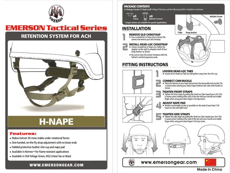 EMERSON MICH HelmetRetention system H-Nape(Тан