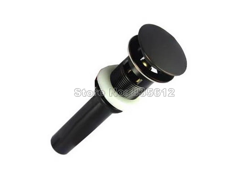 Black Oil Rubbed Bronze Large Round Cap Pop Up Sink Drain With Overflow