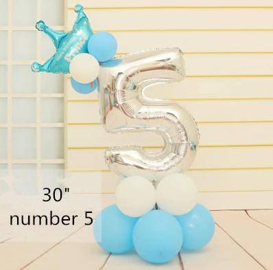 Детская вечеринка для мальчика день рождение украшение шар Колонка 3" Серебряный Цифровой шар цифра шары 1 2 3 4 5 6 7 8 9 воздушный шар стенд - Цвет: Blue 5
