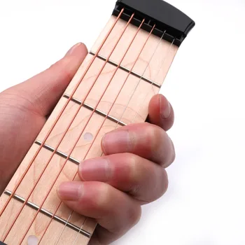 

6 Fret Model Guitar Bridge Pocket Guitar Wooden Practice 6 Strings Trainer Tool Gadget for Beginners