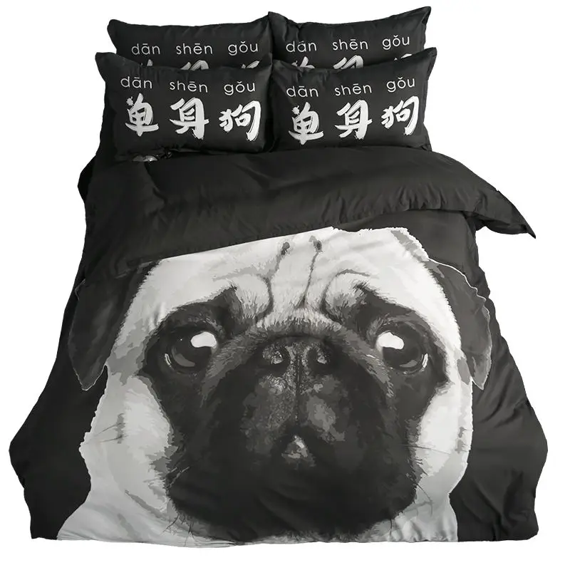 Black and White Dog Print Bedding Set Twin Queen King Size Duvet Covers