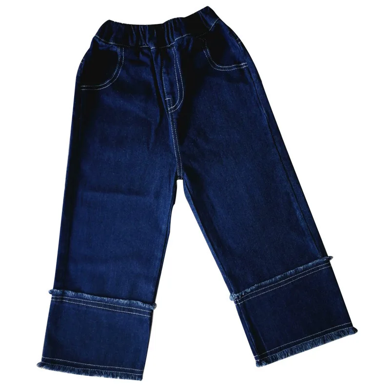 От 4 до 12 лет для девочек; сезон весна-осень; джинсы; свободные джинсовые штаны; повседневные модные джинсы с эластичной резинкой на талии; брюки