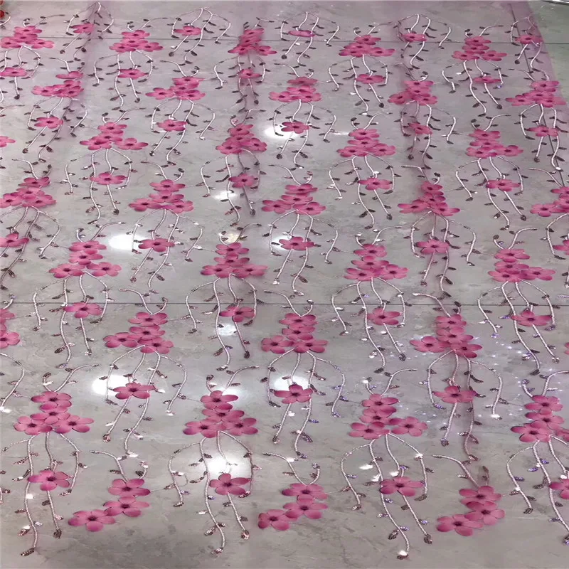 Graceful Nigerian Tulle Lace Fabric Fast Shipping African For Wedding Ping Embroidery Sequins bh-871 | Дом и сад