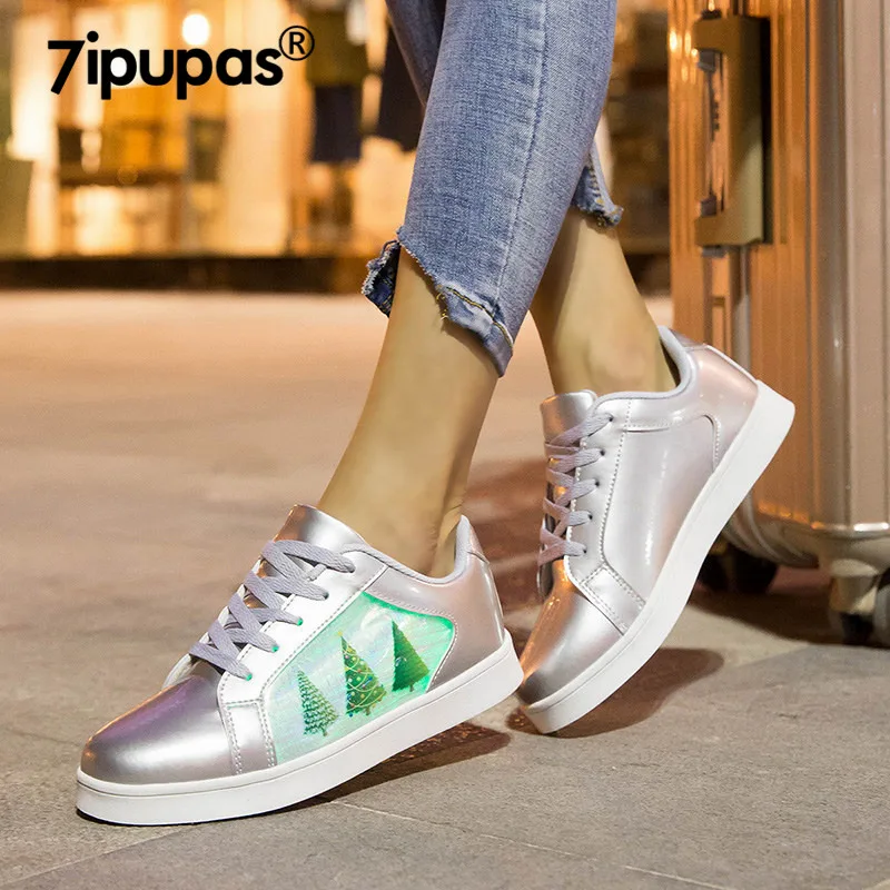 7ipupas 2017 новые светящиеся кроссовки с Полноразмерным экраном из фибернета