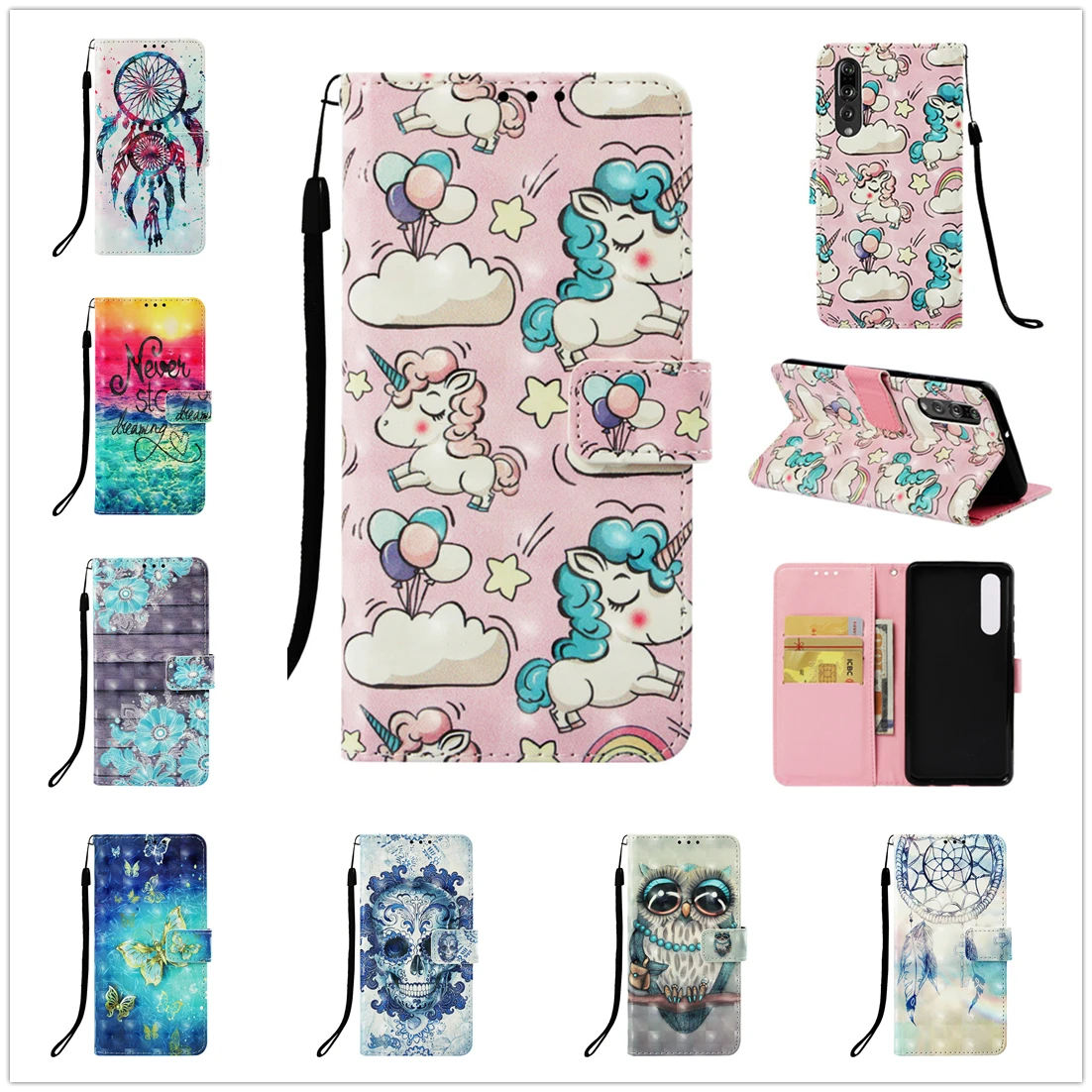

Lucky Animal For Huawei P30 Luxury Protective Leather Hoesje Huawei P30 Pro Flip Insert Card Huawa P30 P30Pro Hoider Stander Cas