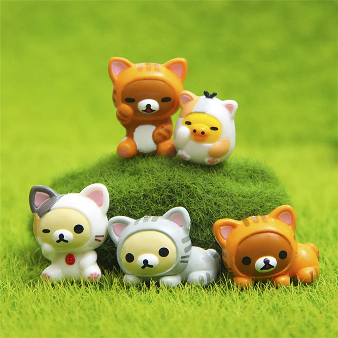 1 set 5pcs Korean Cute Bear Miniature Terrarium Figurines Ornaments For