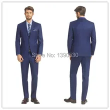 Новое поступление, современный синий шерсть, 2 шт.(куртка t+ брюки), две кнопки, лацкан с тупым углом, с небольшой карман, мужской костюм на заказ