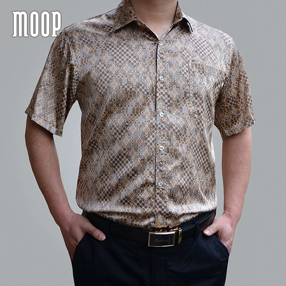 

American style 5 colors men summer 100% silk business shirts short sleeve printed shirt chemise homm camiseta masculina LT1452