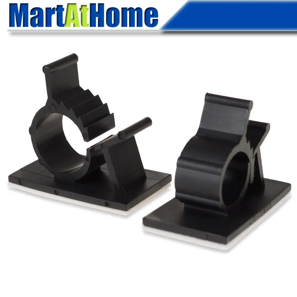 Pack of 30 Black Adhesive Backed Nylon Wire Adjustable Cable Clips