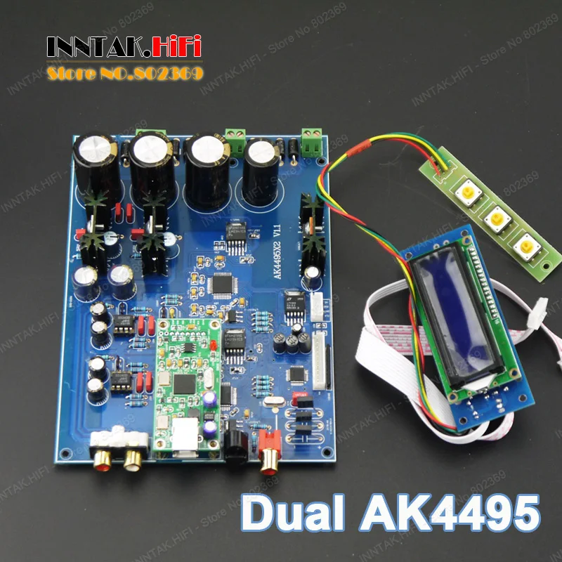 Dual AK4495 + AK4118 + XMOS USB soft control DAC decoder board with LCD ...