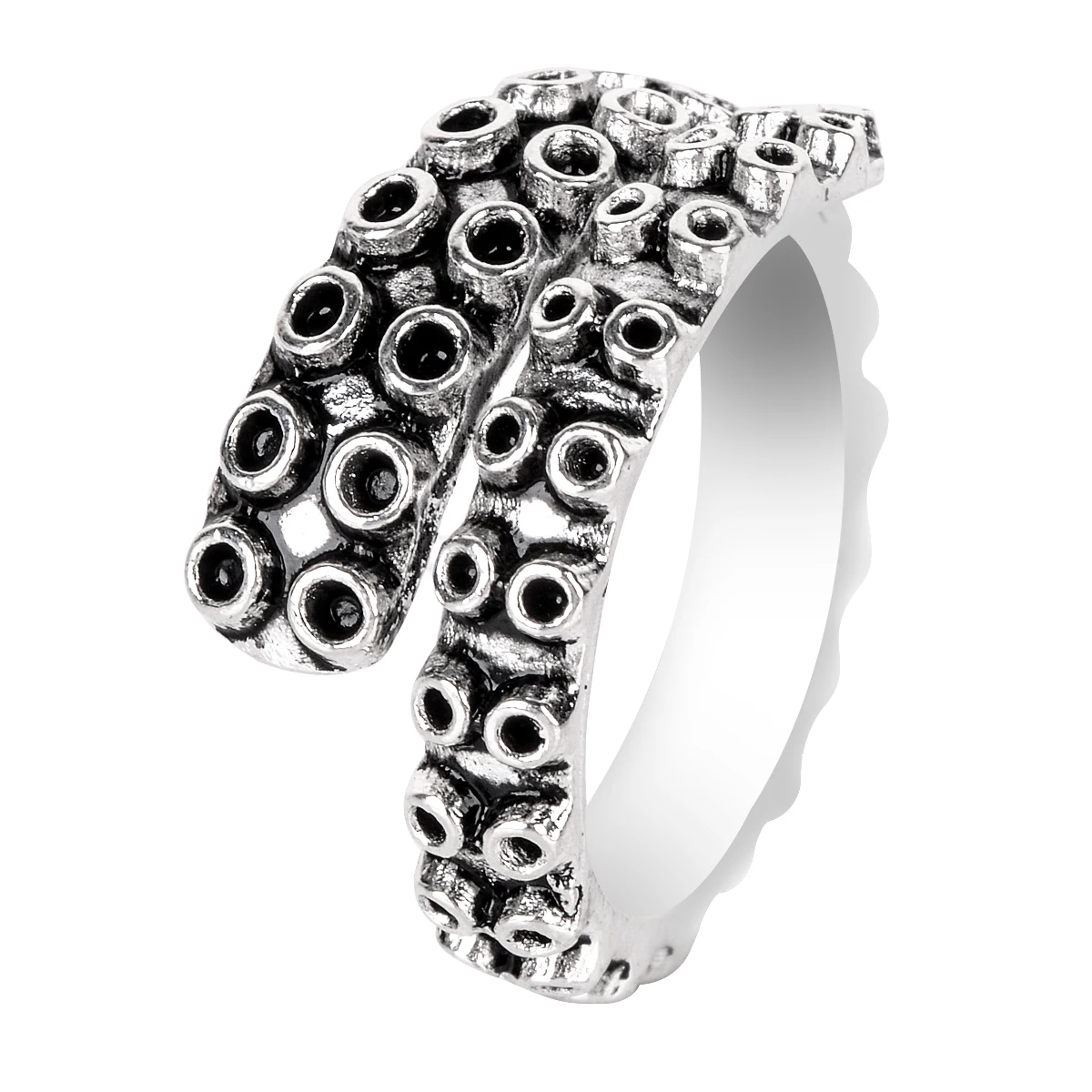 Shellhard Open Adjustable Octopus Tentacle Ring Vintage Stainless Steel Sea Ocean Animal Rings Mens Punk Bague Jewelry