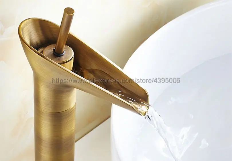 العتيقة النحاس الطابق جبل شلال صنبور الحمام الغرور سفينة المصارف خلاط صنبور الباردة والساخنة صنبور الماء Bnf067