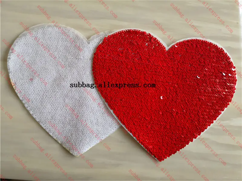 

sublimation blank sequins heart red color material with back glue hot transfer printing custom diy consumables 12pcs/lot