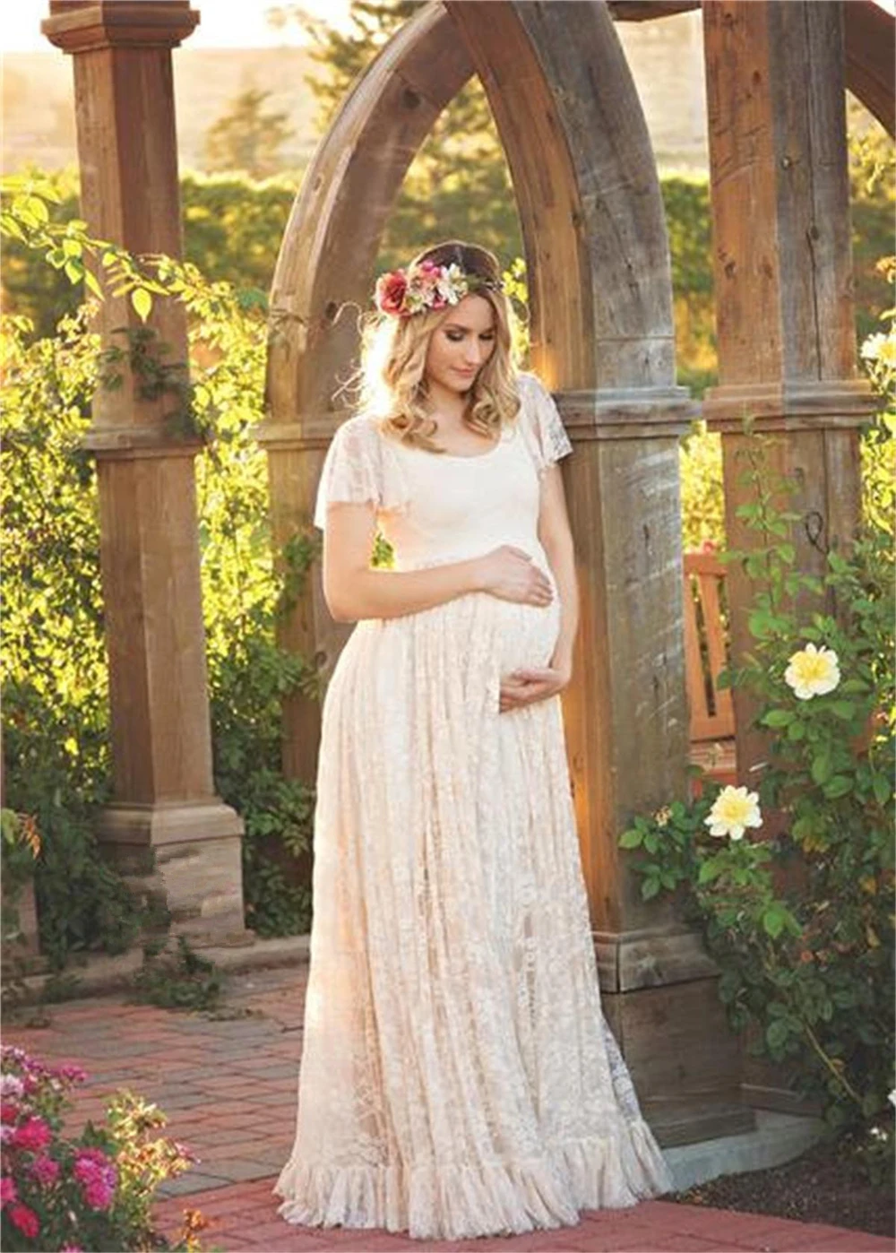 2018 Plus Size Maternity Dresses For Photo Shoot Fashion Lace Maxi Maternity Gown Dress Women Pregnancy Clothes Photography Prop (1)