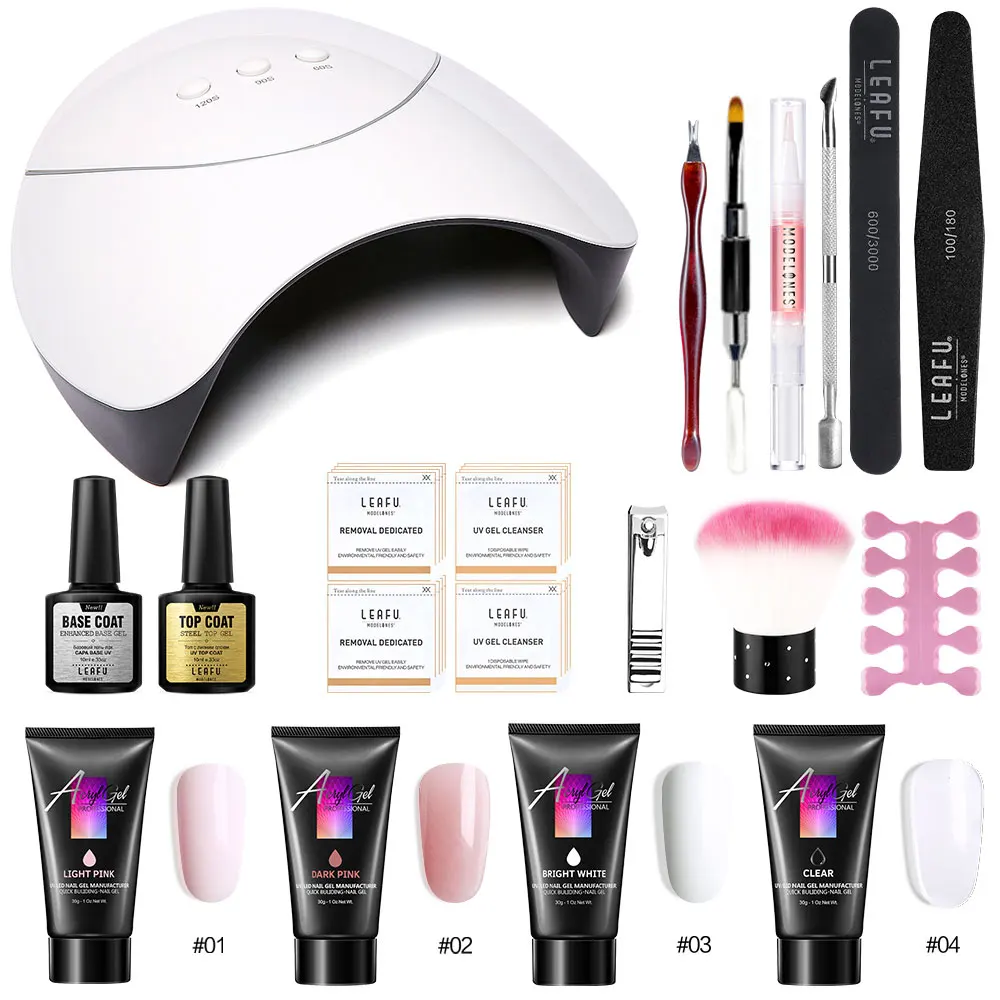 

Modelones 18Pcs/Lot Extension Builder Led Nail Gel Polish Led Lamp Nail Art Set 36W Smart Sensor UV Lamp Extend Led Gel Nail